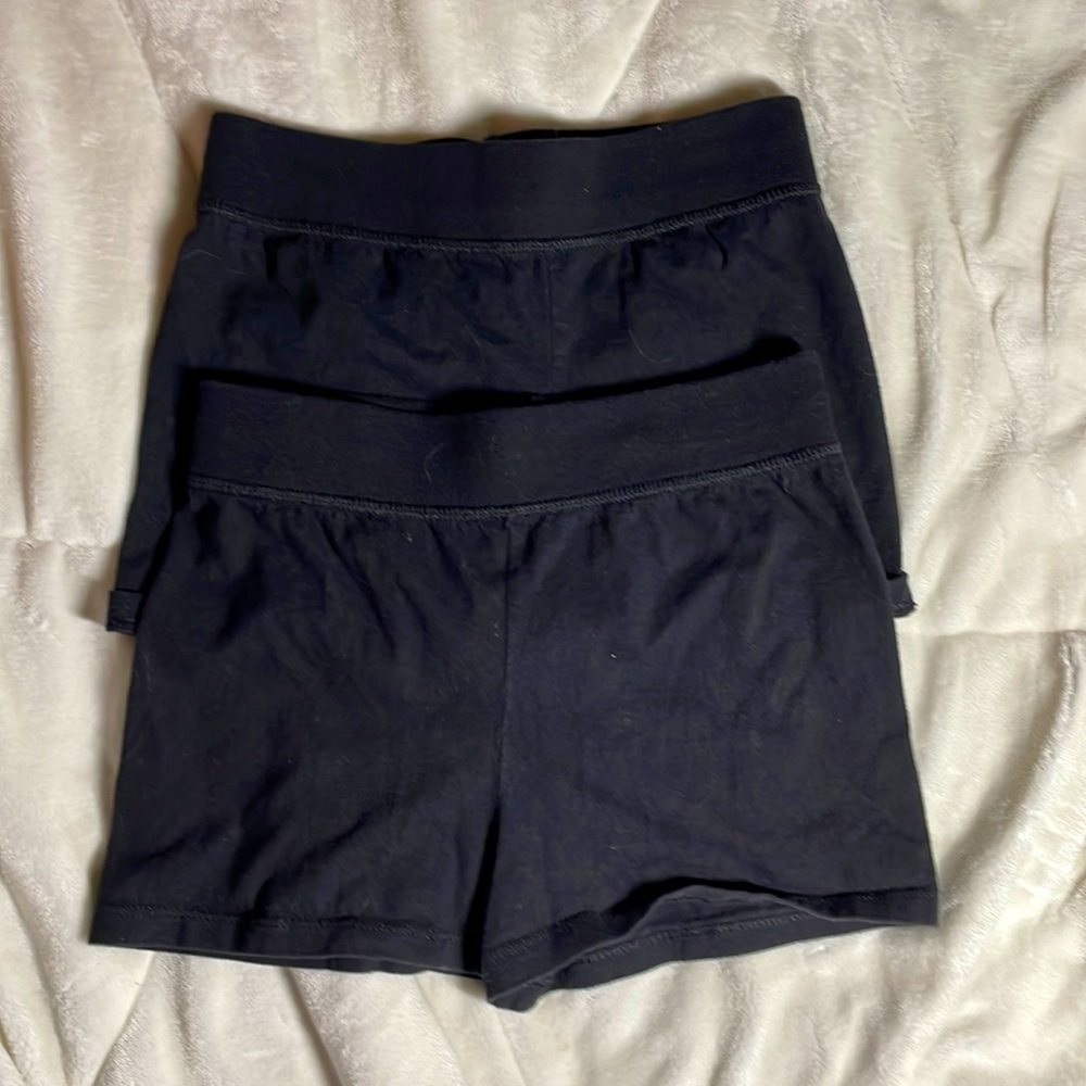 Two Hanes cotton shorts. Black, size 7/8